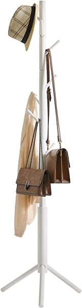 ポールハンガー 木製 コートハンガー ハンガーハンガースタンド 8つフック 組み立て簡単 帽子 キャリー..