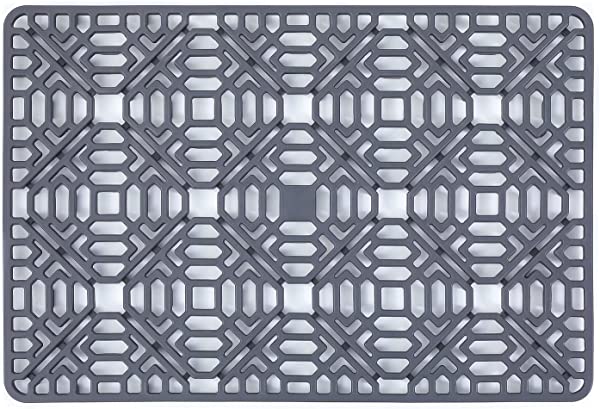 シンクマット シリコン 断熱マット 滑り止め 乾燥マット プレートホルダー 排水 耐熱 流し 保護 調理台 シンク 食卓 抗菌 耐熱温度230度 27x40 グレー