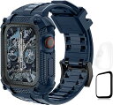 Apple Watch 交換 バンド 交換ベルト 41mm/45mm 一体型 ケース 耐衝撃 TPU アップルウォッチ 3D フルカバーフィルム iWatch Series 8/7/6/se/5/4 に対応(40/41mm ネイビー)