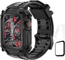 Apple Watch 交換 バンド 交換ベルト 41mm/45mm 一体型 ケース 耐衝撃 TPU アップルウォッチ 3D フルカバーフィルム iWatch Series 8/7/6/se/5/4 に対応(40/41mm ブラック)