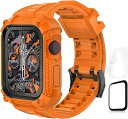 Apple Watch 交換 バンド 交換ベルト 41mm/45mm 一体型 ケース 耐衝撃 TPU アップルウォッチ 3Dフルカバーフィルム iWatch Series 8/7/6/se/5/4 に対応(44/45mm オレンジ)