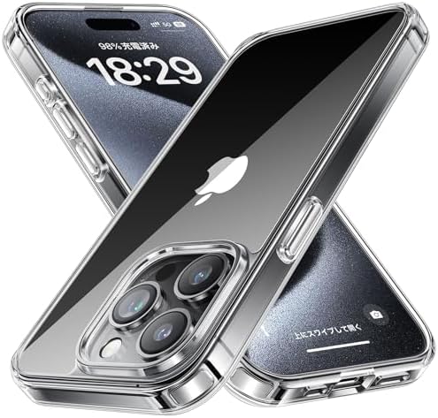 iPhone15 ProMax ケース クリア 保護ケース 黄変防止 耐衝撃 野外 キャンプ アウトドア 軽量 薄型 PC背面 傷つけ防止 薄型 バンパー ワイヤレス充電対応 ストラップホール付き アイフォン15プロマックス対応（6.7インチ） スマホケース 送料無料