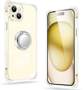 iPhone 15 Plus ケース クリア リング付き スタンド機能 カバー 耐衝撃 全面保護 軽量 薄型 おしゃれ スマホケース ソフトケース アイホン 15 Plus 携帯ケース (透明) 送料無料