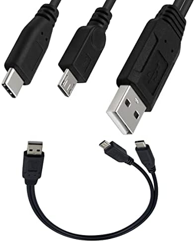 USB 2.0 ケーブル 二股 USB 2.0 Aオスto USBタイプC オス & マイクロUSB オス Y字 2分岐 ケーブル 多機能2 in 1 USBタイプC Yスプリッタケーブル 30CM 送料無料