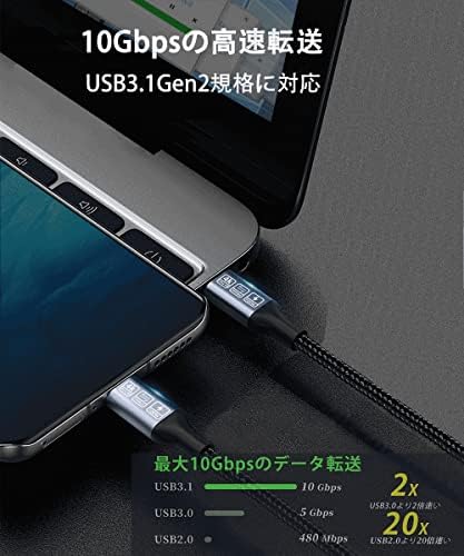 USB Type-c ケーブル USB3.1 Gen2(10Gbps) PD対応 100W 5A急速充電 4K 60Hz映像出力 超高耐久ナイロン タイプc ケーブル MacBook Pro Air iPad Pro Air iPad mini 6 Xperia AQUOS Galaxy Pixel Nintendo Switch等Type-c機種対応 (0.5m) 送料無料
