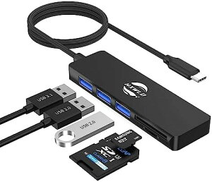 USB C ϥ ץ 5in1ɥå󥰥ơ USBϥ Type-C Ѵץ 1ĤUSB 3.1 2ĤUSB 2.0 Micro SD & SD å USB-C ϥ MacBook Pro Air iPad Pro Samsung Galaxy S20 note 20 ChromeBook Surface ʤUSB C ǥХб O...