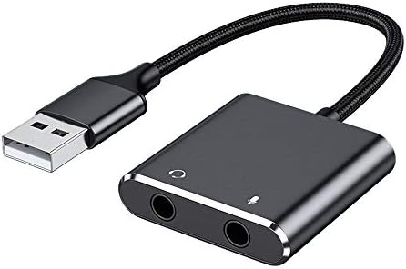 USB 3.5mm オーディオ 変換アダプタ 外付け サウンドカード USBオーディオジャックアダプター USB 3.5mm ミニ ジャック ヘッドホン・マイク端子 USB to 3.5mm オーディオ変換アダプタ Windows/…