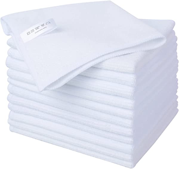 マイクロファイバー クリーニングクロス 業務用タオル キッチン 掃除 洗車 吸水 速乾 クロス 12枚入 白い