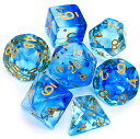 7個 多面体のダイス サイコロ 16mm D20 D12 D10 D8 D6 D4 Dungeons and Dragons DND TRPG MTGなどテーブルゲーム用 (透明 ブルー) 送料無料