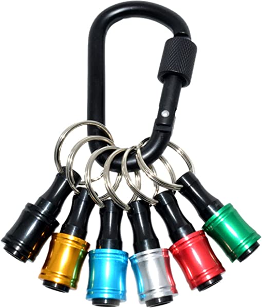 ポータブルドライバービットホルダー 6色スーツ キーホルダータイプ 引下げ式 カラビナ付 アルミ製 軽..