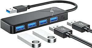 USB nu 4|[g USB3.0 HUB oXp[ 5Gbps] oXp[ y Windows MacBook OS iPad Pro ChromeBook Pixe}^Cv X݌v y e[N/[g/ݑΖ/Q[œK (ubN) 