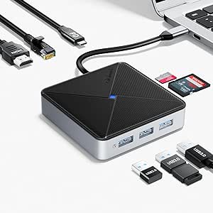 8in1 USB C ハブ PD100W /HDMI(4K@60Hz)出力ポート/1000Mbps イーサネット/USB Aポート*3/SD/TF カード..