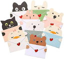 動物 メッセージカード 9種セット アニマル 感謝カード ミニレター ミニカード 誕生日カード お礼 封筒付き 猫/犬/熊/うさぎ/ひよこ かわいい 送料無料
