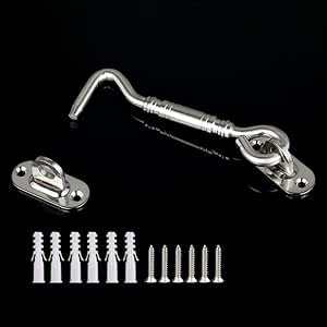 引き戸 かぎ 扉 止め金具 フック ゲートラッチ スライドドア 鍵 後付け 部屋 扉鍵 ドアロック スライド式 納屋 ドアラッチ 錠前 フックロック 頑丈 ステンレス ゲートラッチロック ネジ付き 窓 引き戸 寝室に最適です (2穴タイプ 10.5cm シルバー)