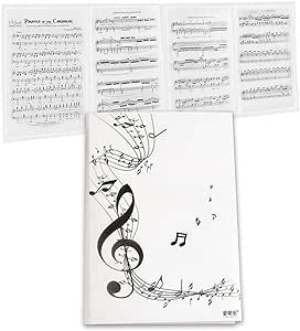楽譜ファイル 4面 6枚収納可 A4サイズ 書き込みできる 反射しない 4ページ展開 譜面 作曲 レッスン ファイル カバー ピアノ 電子ピアノ アクセサリー (ホワイト)