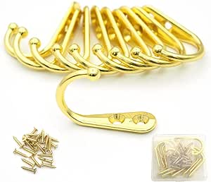 アンティーク フック 高耐荷重 金具 かべかけフック キッチン 台所 壁かけ 洋服掛け 10個 亜鉛合金 壁掛け フック (ゴールド) 送料無料