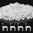 ケーブルステップル 100個セット 6mm/7mm/8mm/10mm 配線止め コード止め 釘止めタイプ ケーブルクリップ コード ケーブル ステップル クランプ ホルダー 固定爪 配線固定 ホワイト (7mm) 送料無料