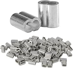 ワイヤーロープスリーブ 100個セット 2mm アルミスリーブ 8字型 アルミ合金製 スリーブ アルミクランプ管 アルミクリンプループ かしめ機で固定 (2mm) 送料無料