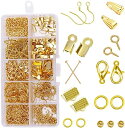 ハンドメイド 金具 パーツセット 金具セット 10種 アクセサリーパーツ 約852個 基礎パーツ セット ケース付き DIY 手芸用品 ピアス ブレスレット ネックレスなど 金色