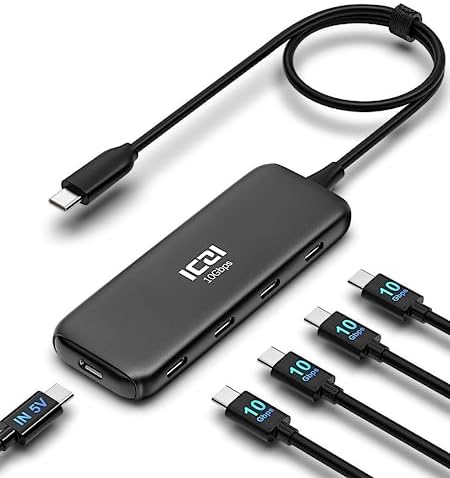 USB C ハブ USB-C3.2 4ポート拡張、USB 3.2 Gen 2 ハブ Type-c給電ポート付き 10Gbps セルフ/バス両用 40cmケーブル付き MacBook Pro iPad Pro iMac Chromebook Galaxy など対応（充電や映像出力非対応)