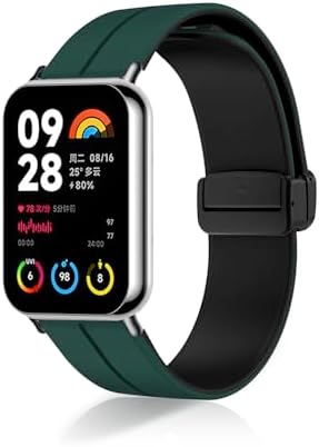 Xiaomi Band 8 Pro / Xiaomi Smart Band 8 Pro バンド シリコン 高品質 シリコンバンド 交換バンド 磁気 バックル付き サイズ調節可能 交換ベルト Xiaomi Band 8 Pro / Xiaomi Smart Band 8 Pro バンド グリーンブラック