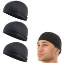 インナーキャップ 3枚セット ヘルメット バイク フリーサイズ 速乾薄型 サイクルキャップ 吸汗 スカルキャップ ヘルメット インナー 帽子 防汚 通気 自転車 登山 ウォーキング 男女兼用 (ブラック)