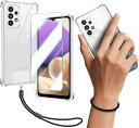 Galaxy A32 5G SCG08 ケース クリア カバー TPU 保護ケース カバー背面 + Galaxy A325G ガラスフィルム フィルム 強化ガラス 硬度9H 高透過率 飛散防 ショートストラップ 携帯ストラップ 透明