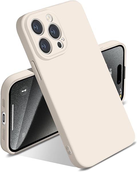 iPhone 15 Pro ケース シリコン 耐衝撃 iPhone15 Pro カバー 薄型 軽量 ソリッドカラー シンプル ストラップホール付き マット感 人気 指紋防止 レンズ保護 ソフト ワイヤレス充電対応 6.1インチ対応 ホワイト