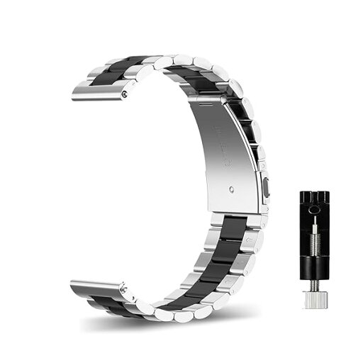 20mm ステンレス 時計バンド 交換ベルト 金属ベルト メタルストラップ スマートウォッチバンド クイックリリースベルト バタフライバックル付き 調整工具付 (シルバー / ブラック) 送料無料 20mm ステンレス 時計バンド 交換ベルト 金属ベルト メタルストラップ スマートウォッチバンド クイックリリースベルト バタフライバックル付き 調整工具付 (シルバー / ブラック) 送料無料