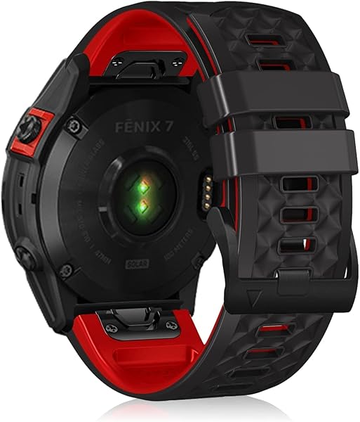 26mm QuickFit Garmin Fenix 8 51mm / Enduro 3 / Descent Mk3i / tactix 7 AMOLED / Fenix 7X Pro Solar / Fenix 7X / 6X / Fenix 6X Pro バンド シリコン 柔軟性 耐摩耗 耐久性 スポーツバンド 時計バンド ブラック & 赤 送料無料