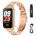 Xiaomi Smart Band 8 Active / Redmi Smart Band 2 バンド ベルト 交換バンド 金属ベルト ステンレス おしゃれ ビジネス風 調整工具付き Xiaomi Smart Band 8 Active / Redmi Smart Band 2 ベルト (ローズゴールド) 送料無料