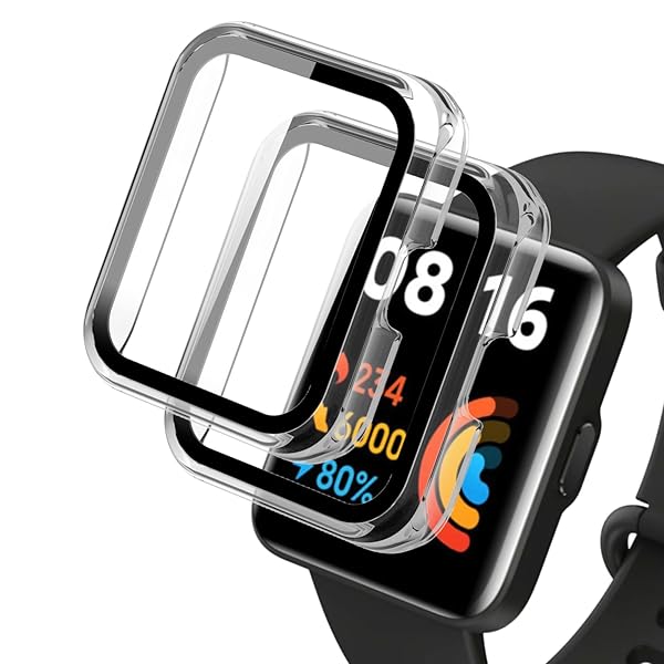 Xiaomi Redmi Watch 2 ケース [2個セット] カバー Xiaomi Redmi Watch 2 スマートウォッチ 保護ケース ガラスフィルム 高級素材 一体型カバー キズ防止 軽量 全面保護 二重構造 超薄型 装着簡単 耐衝撃 指紋防止Xiaomi Redmi Watch 2 保護 ケース クリア + ク...