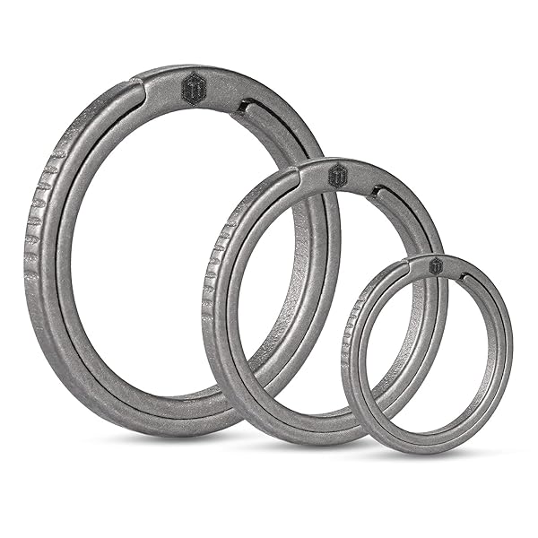 キーリング 3個セット キーリング キーホルダー 高い硬度 33 / 25 / 17.5mm チタン製 S / M / L シルバー 軽量 (L*1+M*1+S*1) 送料無料