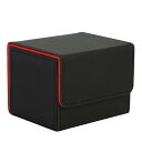 デッキケース トレカケース ストレージボックス 横入れ マグネット PU レザー 120枚 Sサイズ 「 遊戯王 ポケモン デュエマ 各種 カードゲーム に使用可能 」スリーブ対応 (黒 (内装赤) )