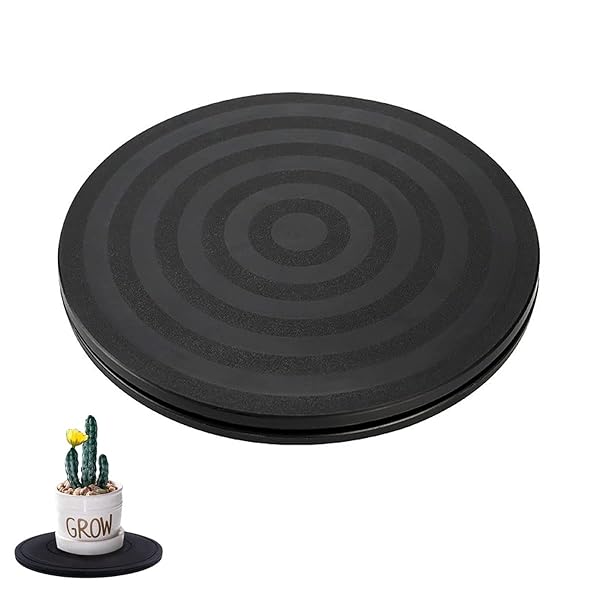 回転盤 直径20cm プロジェクター テレビ パソコン モニタ 電話機 回転台 360度回転 丸型 小型 薄型 ブラック