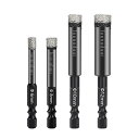 六角形シャンク ダイヤモンドドリル ド4個入りセット 穴あけ工具 6mm / 8mm / 10mm / 12mm 適用カット大理石 ガラス 陶磁器 タイルを (...