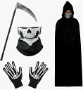 ハロウィン コスプレ 衣装 4点セット 死神 コスプレ マント+マスク +鎌+手袋 ハロウィン 仮装 小道具 マスク 死神 戦慄のハロウィン スクリーム 死神 ...