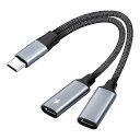 USB-C イヤホン 充電アダプター 二股 Type-C ロータリー デュアル Type-C 通話ナイロン編み iPadシリーズ / AndroidなどのUSB...