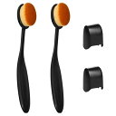 ファンデーションブラシ 2個入 専用キャップ付き オーバル 歯ブラシ型 メイクブラシ コスメ 化粧 ベースメイクに 毛穴隠し