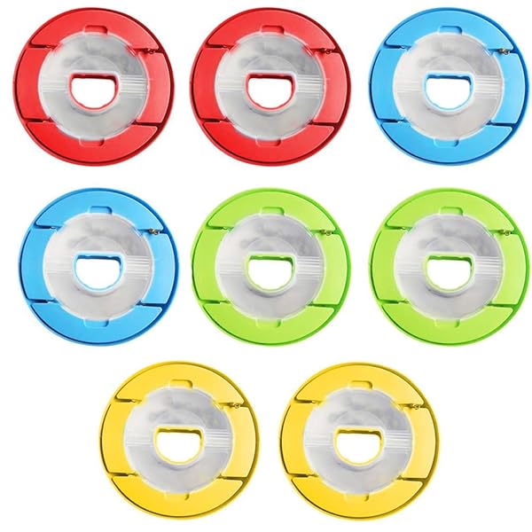 仕掛け巻き 8枚セット 4色入り スプール シリコン 釣りライン巻 釣り糸ボビン 折り畳み式クラムシェル..