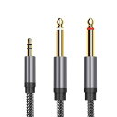 6.35mm to 3.5mm オーディオ変換ケーブル 1M 変換ステレオ オス-オス 高耐久 ナイロン編み HIFI 音質 24Kメッキ コネクタ スマホ / PC / CDプレーヤー / スピーカー / アンプなど (シルバーグレー) 送料無料