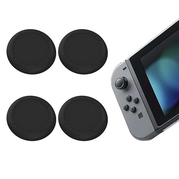 Switch Joy-Con アナログジョイスティック カバー 交換用 有機ELモデル対応 キャップ 修理 破損 交換 (ブラック 4個入り) 送料無料