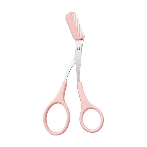 眉毛 ハサミ くし付きはさみ ステンレス製 眉毛 カット ピンク 送料無料