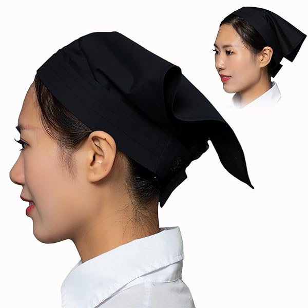 三角巾 シンプル 無地 テープ 簡単 取り付け 大人用 男女兼用 料理教室 キッチン カフェ ホームエステ 業務用 (ブラック 大人用) 送料無料