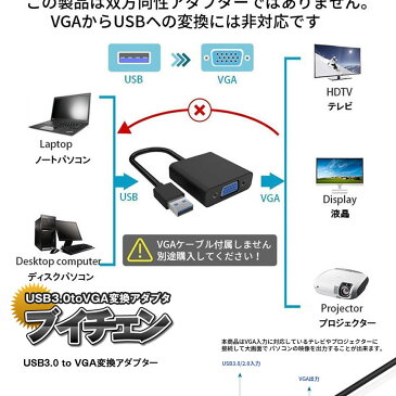 Vチェン USB3.0 to VGA変換 アダプタ ビデオグラフィック カード 1080p サーポート Windows 8.1 8 7 XP対応 VCHAIN