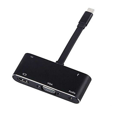 HDMI変換アダプタ USB C 4K 5in1 Type-C HDMI VGA Audio USB 3.0ポート MacBook Pro USB メスポート 変換 ケーブル HHENKAN