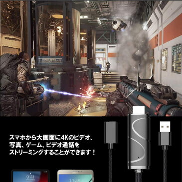 スマホ テレビ 接続 iOS iPhone iPad Android HDMI 変換 対応 アダプタ ケーブル 4K USB ミラーリング テレビ 映像 動画 写真 TypeC USBHDMI4K