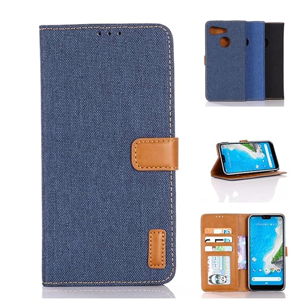 au GRATINA KYV48 / Y!mobile Android One S6 ケース スタンド機能 ケース オックスフォード布 ケース ICカード収納 ケース カード収納 ケース 背面カード収納 ケース 左と右の電話ケースを反転 防水と防汚電話ホルダー 多機能財布収納付き電話ケース (ダーク...