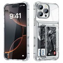 iPhone 16 Pro Max ケース カード 収納 背面 クリア iPhone16Pro Max ケース カード入れ 手帳型 TPU + PCカードスロット 2重構造 耐衝撃 透明 カバー スマホケース iPhone16プロマックス ケース アイフォン16プロマックスケース クリア 写真 カード 収納 6.7 ...