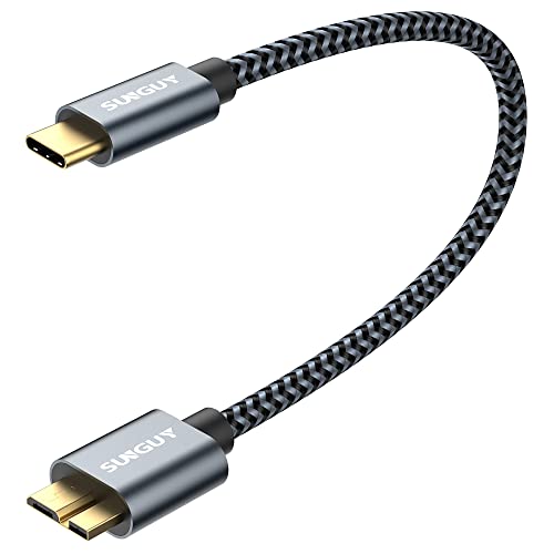USB C to Micro B 3.1 ケーブル 0.3M 最大10Gbps 高速データ転送 金メッキコネクタ 短い USB 3.1 外付けHDD / SSD ハードドライブ / MacBook (Pro) / Galaxy S5 Note 3など対応 マイクロB変換ケーブル 30cm グレー 送料無料